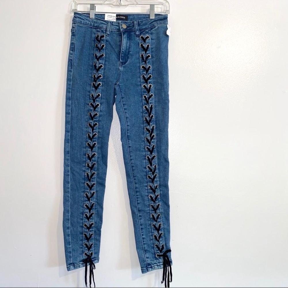 Neon Blonde Mid Rise Skinny Jean